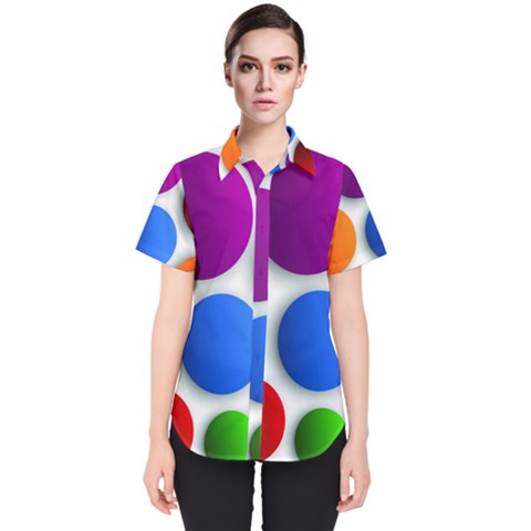 Abstract Dots Colorful Women s Short Sleeve Shirt by nateshop