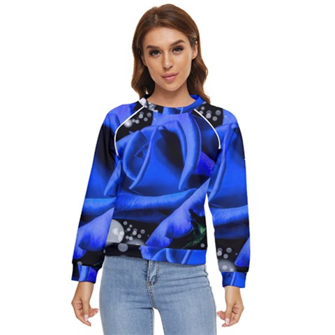 Blue Rose Bloom Blossom Women s Long Sleeve Raglan T-shirt by Proyonanggan