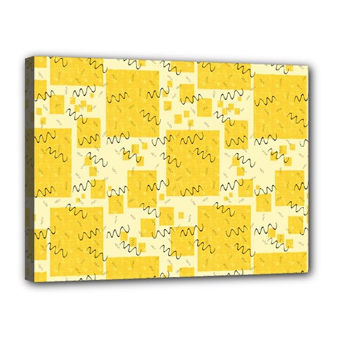 Party Confetti Yellow Squares Canvas 16  X 12  (stretched) by Proyonanggan
