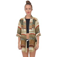 Egyptian Architecture Column Open Front Chiffon Kimono by Proyonanggan