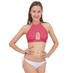 Pink, Color, Background, Monochromic, Minimalism Cross Front Halter Bikini Top by nateshop