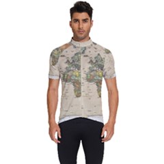 Vintage World Map Aesthetic Men s Short Sleeve Cycling Jersey by Cemarart