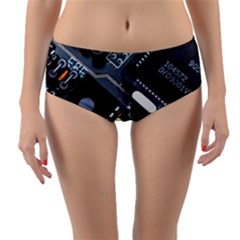 Motherboard Board Circuit Electronic Technology Reversible Mid-waist Bikini Bottoms by Cemarart