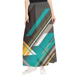 Material Design, Lines, Retro Abstract Art, Geometry Maxi Chiffon Skirt by nateshop