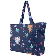 Cute Astronaut Cat With Star Galaxy Elements Seamless Pattern Simple Shoulder Bag by Grandong