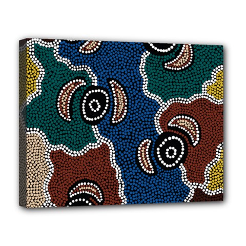Authentic Aboriginal Art - Riverside Dreaming Canvas 14  X 11  (stretched) by hogartharts