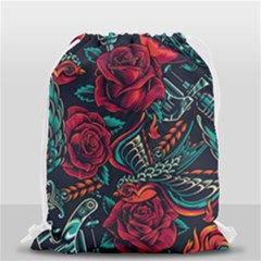 Vintage Flash Tattoos Designs Seamless Pattern Drawstring Bag (small) by Bedest