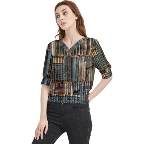 Abstract Colorful Texture Quarter Sleeve Blouse by Bedest