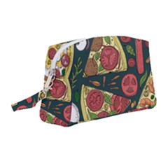 Seamless Pizza Slice Pattern Illustration Great Pizzeria Background Wristlet Pouch Bag (medium) by Cemarart