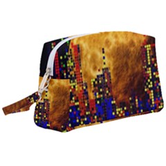 Skyline Frankfurt Abstract Moon Wristlet Pouch Bag (large) by Cemarart