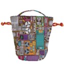 Pattern Design Art Techno  Dj Music Retro Music Device Drawstring Bucket Bag View2
