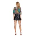 Pattern Design Art Techno  Dj Music Retro Music Device Mid Sleeve Drawstring Hem Top View4