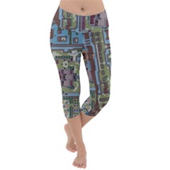 Arcade Game Retro Pattern Lightweight Velour Capri Yoga Leggings by Cemarart