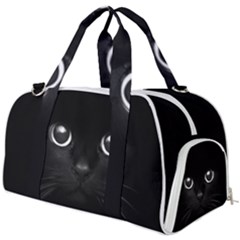 Black Cat Face Burner Gym Duffel Bag by Cemarart