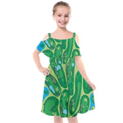 Golf Course Par Golf Course Green Kids  Cut Out Shoulders Chiffon Dress by Cemarart