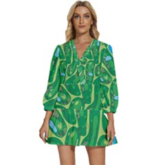 Golf Course Par Golf Course Green V-neck Placket Mini Dress by Cemarart