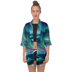 Zig Zag Waves Lines Geometric Open Front Chiffon Kimono by Ndabl3x