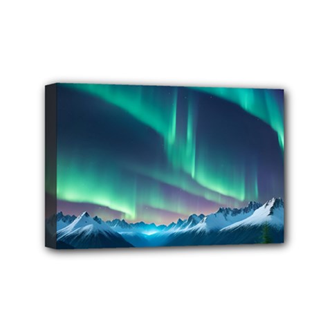 Aurora Borealis Mini Canvas 6  X 4  (stretched) by Ndabl3x