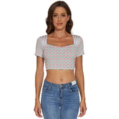 Background Pattern Leaves Texture Short Sleeve Square Neckline Crop Top  by Ndabl3x