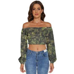 Pattern Seamless Antique Luxury Long Sleeve Crinkled Weave Crop Top by Ndabl3x