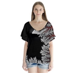 Silhouette Of Aurora Borealis V-neck Flutter Sleeve Top by Bedest