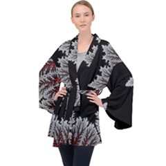 Astrology Surreal Surrealism Trippy Visual Art Long Sleeve Velvet Kimono  by Bedest