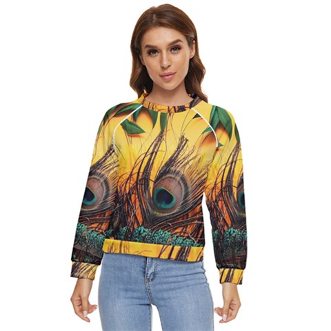 City Lights Sky Landmark Painting Women s Long Sleeve Raglan T-shirt by Cemarart