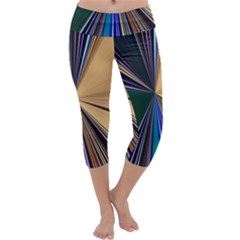 Pink Rose Flower Capri Yoga Leggings by Cemarart