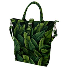 Green Leaves Buckle Top Tote Bag by goljakoff
