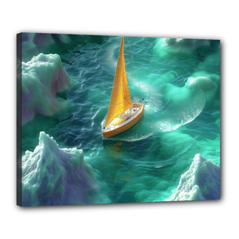 Dolphins Sea Ocean Canvas 20  X 16  (stretched) by Cemarart