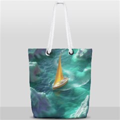 Moon Moonlit Forest Fantasy Midnight Full Print Rope Handle Tote (small) by Cemarart