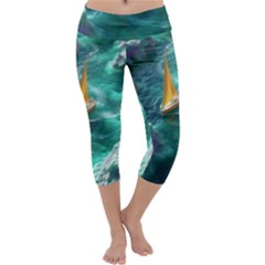 Countryside Landscape Nature Capri Yoga Leggings by Cemarart