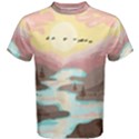 Mountain Birds River Sunset Nature Men s Cotton T-Shirt View1