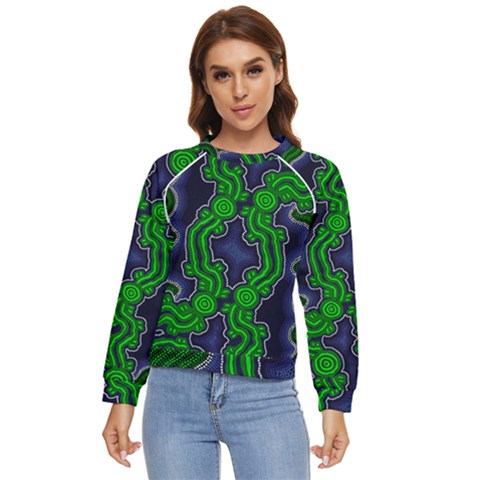 Authentic Aboriginal Art - After The Rain Women s Long Sleeve Raglan T-shirt by hogartharts
