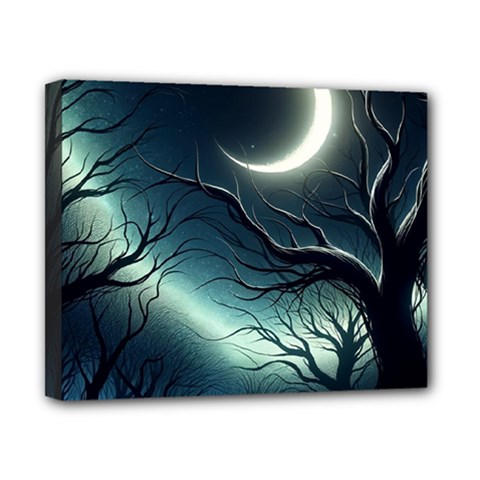 Moon Moonlit Forest Fantasy Midnight Canvas 10  X 8  (stretched) by Cemarart