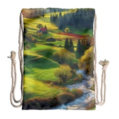 Countryside Landscape Nature Drawstring Bag (large) by Cemarart
