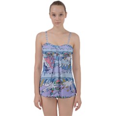 Art Psychedelic Mountain Babydoll Tankini Set by Cemarart