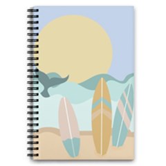 Beach Sea Surfboards Water Sand Drawing  Boho Bohemian Nature 5 5  X 8 5  Notebook by Grandong