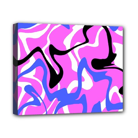 Swirl Pink White Blue Black Canvas 10  X 8  (stretched) by Cemarart