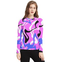 Swirl Pink White Blue Black Women s Long Sleeve Rash Guard by Cemarart