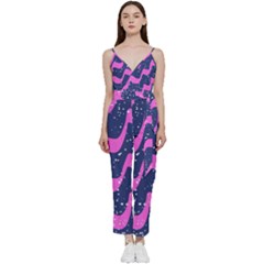 Texture Watercolour Liquify V-neck Camisole Jumpsuit by Cemarart