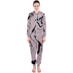 Chic Boho Decor Background Print Hooded Jumpsuit (ladies) by Cemarart