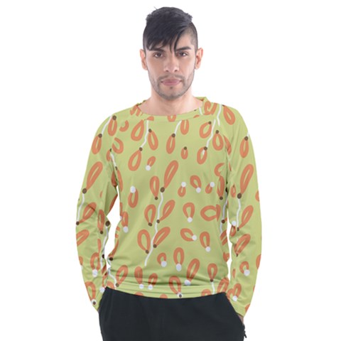 Pattern Leaves Print Background Men s Long Sleeve Raglan T-shirt by Cemarart