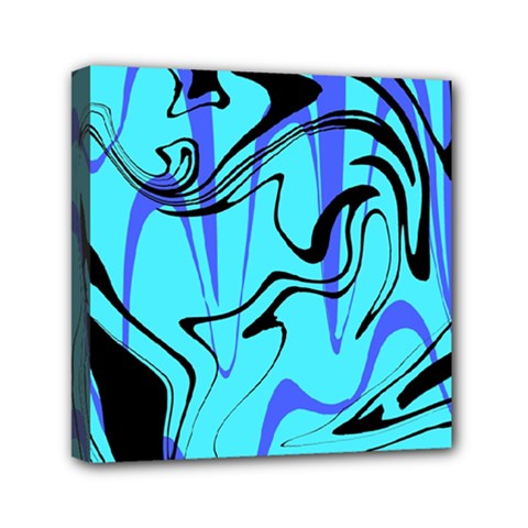 Mint Background Swirl Blue Black Mini Canvas 6  X 6  (stretched) by Cemarart