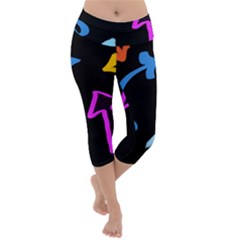 Ink Brushes Texture Grunge Lightweight Velour Capri Yoga Leggings by Cemarart