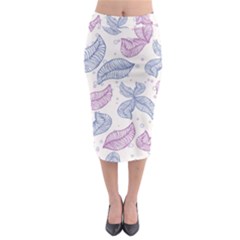 Leaves Line Art Background Midi Pencil Skirt by Cemarart