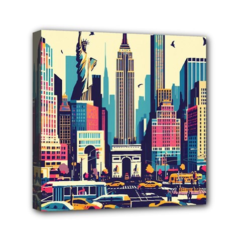 Skyscrapers City Usa Mini Canvas 6  X 6  (stretched) by Cemarart