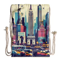 Skyscrapers City Usa Drawstring Bag (large) by Cemarart