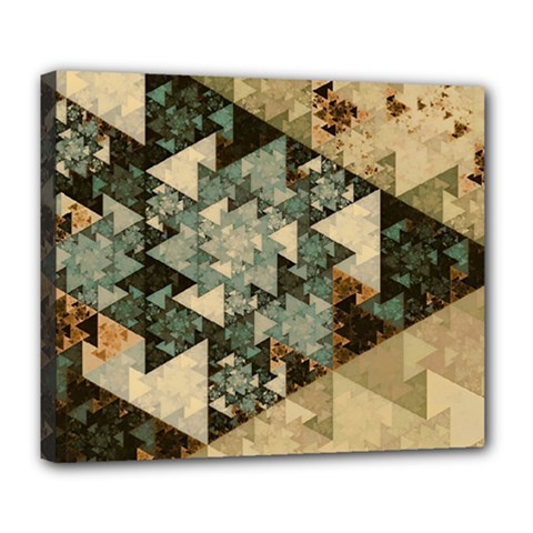 Triangle Geometry Colorful Fractal Pattern Deluxe Canvas 24  X 20  (stretched) by Cemarart