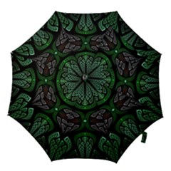 Fractal Green Black 3d Art Floral Pattern Hook Handle Umbrellas (small) by Cemarart